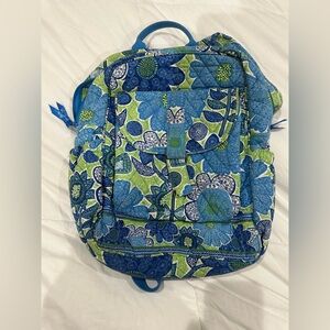 Vera Bradley Quilted Backpack Doodle Daisy Floral Cotton Handbag Shoulder Bag